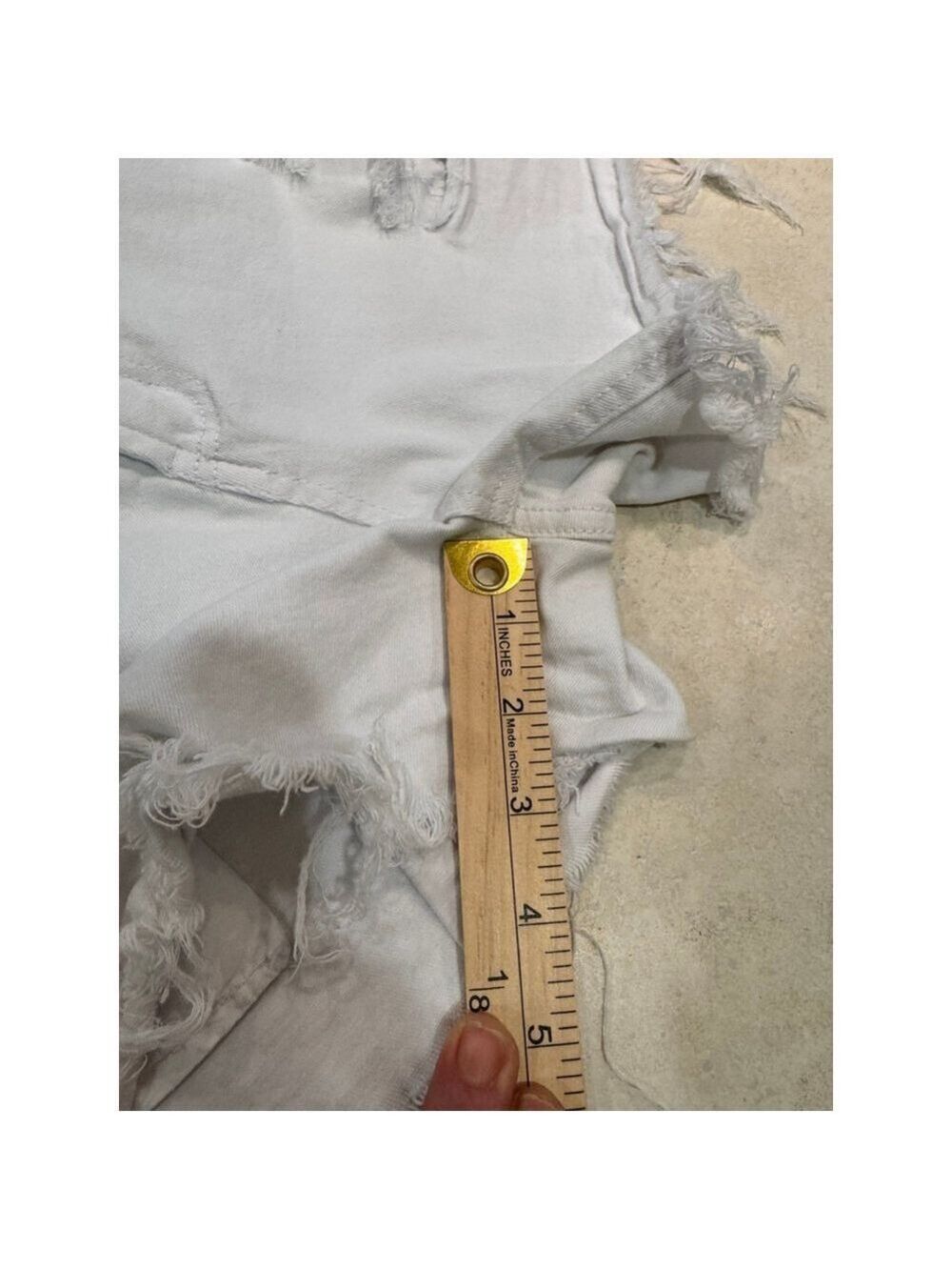 High Rise White Denim Jean Shorts Y2K - Picture 4 of 4